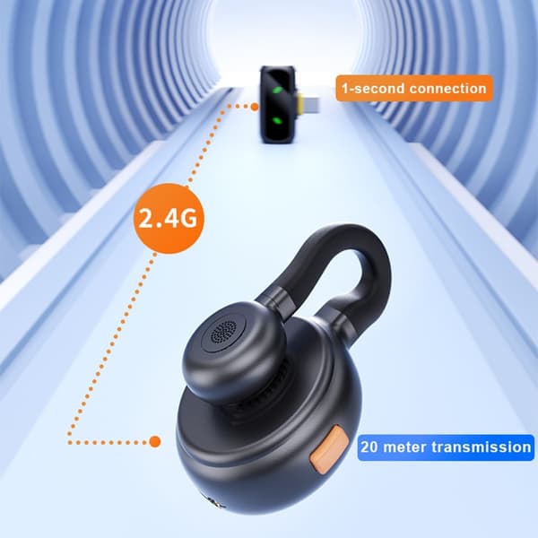 Ladeetui for lavaliermikrofon, USB-C, lav latens, 2 mikrofoner + 1 mottaker Black