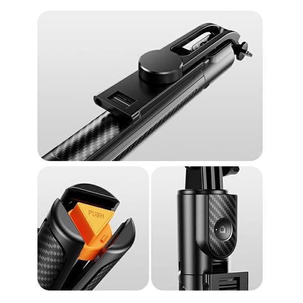 Uttrekkbar Bluetooth-selfiestang (96 cm) med stativ og fjernkontroll Black