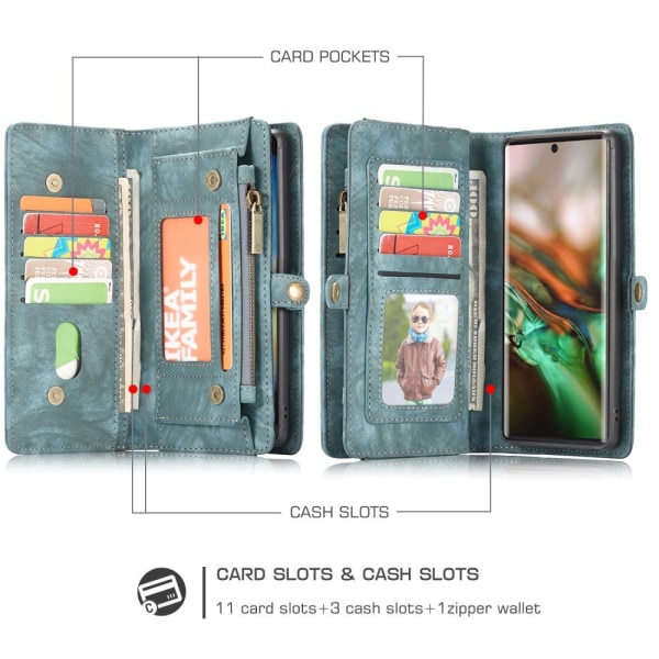 CASEME Samsung Galaxy Note 10 Plus Retro Plånboksfodral - Blå Blå