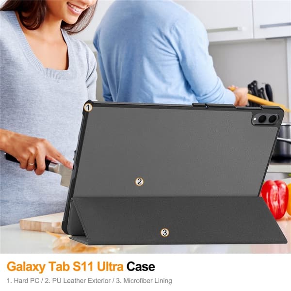 Til Samsung Galaxy Tab S12 Ultra Stativcover Stødsabsorberende Cover Grey