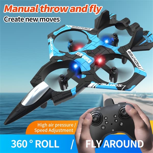 K500 MAX RC Quadcopter Drone med 3 batterier, høydeholdende stuntfly Blue
