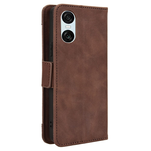 Sony Xperia 10 VI Kotelo PU-nahkainen Flip Folio Puhelimen Suojakotelo Useilla Korteilla Brown
