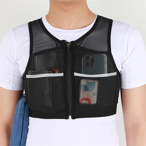 Løpevest Mobilholderlommer Reflekser Treningsklær - Medium Black