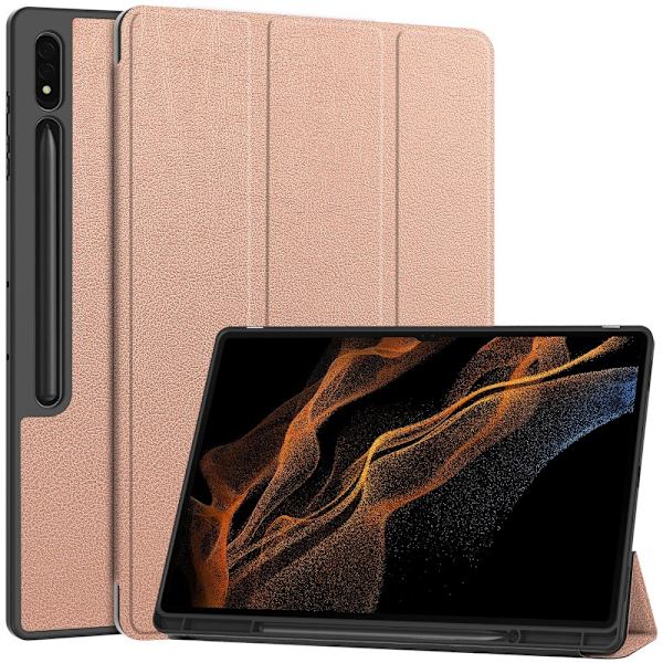 För Samsung Galaxy Tab S10 Ultra Stativfodral Stötsäkert med Pennhållare - Guld Grön