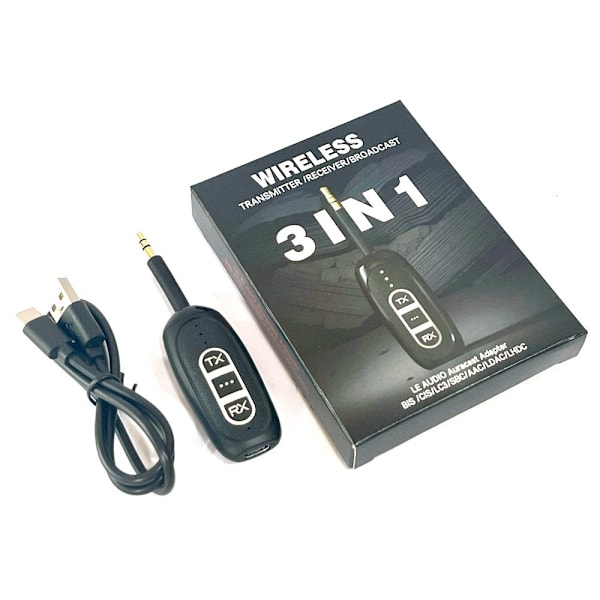 Bluetooth 5.4-sendermottaker Low Latency 3,5 mm trådløs lydadapter Black