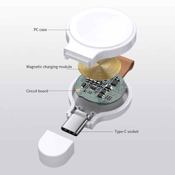 Trådlös Snabb laddare magnetisk för Apple Watch Series 1-8 USB-C Svart