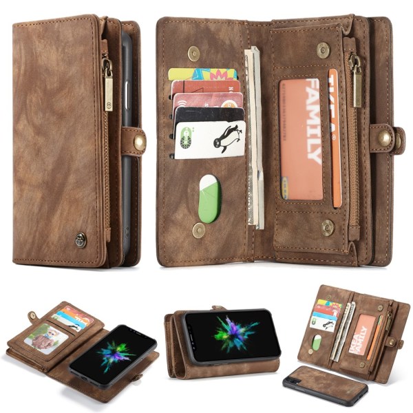 CASEME iPhone XR Retro Split läder plånboksfodral - Brun Brun