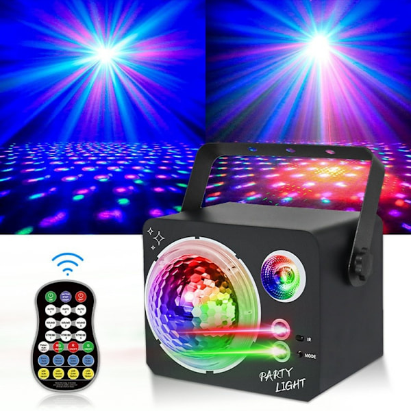 Roterende Magic Ball Laser Light RGB LED Strobe Lydaktivert projektorlampe Black