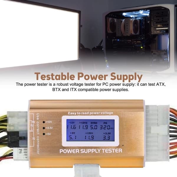 LCD Display ATX Power Tester Desktop Computer Power Test Tool Gold