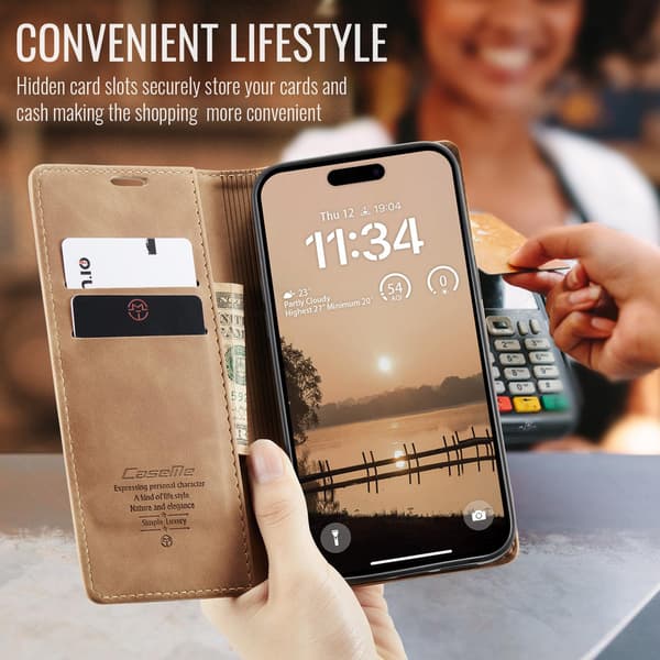 CASEME Retro lompakkokotelo iPhone 17 Pro Brown
