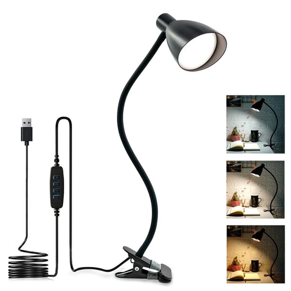 Kiinnitettävä LED-pöytävalaisin – USB-virtalähde, 3 värilämpötilaa Black