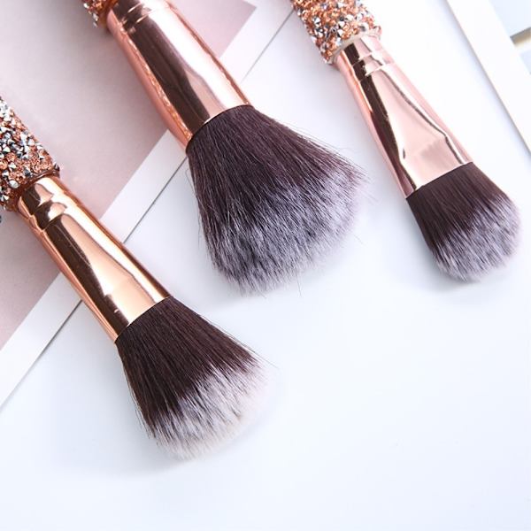 10 st Concealer Blending Blusher Brush makeup Ögonskugga smink Guld