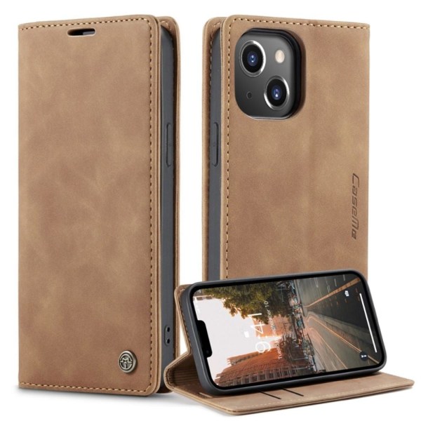 CASEME Retro Lommebok Etui for iPhone 14 Plus - Lys Brun Brown