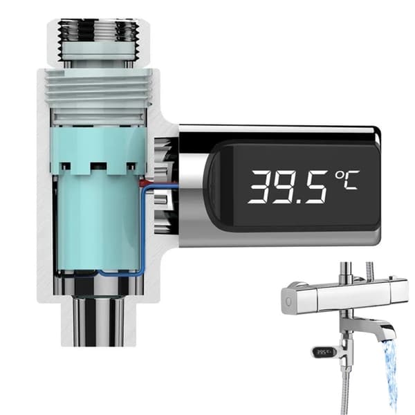 Vanntemperaturmåler Bad Dusjtermometer Grader Silver
