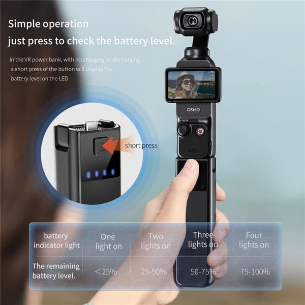 STARTRC til DJI Osmo Pocket 3 ladebatteripakke for actionkamera, powerbank Black