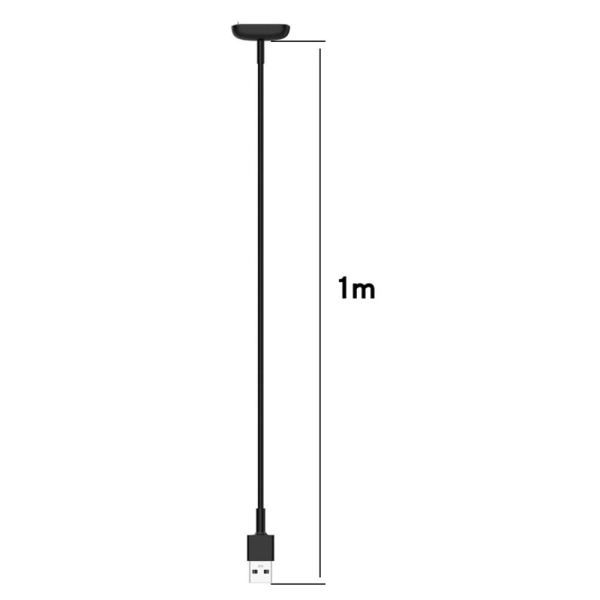 Fitbit Luxe/Charge 5 1m USB Opladningskabelholder - Sort Black