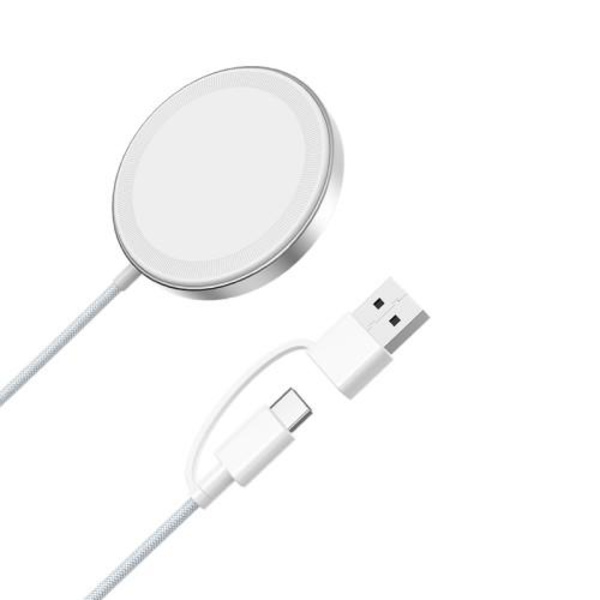 Dobbeltsidet magnetisk oplader Hurtig opladning til Apple Watch-mobiltelefonøretelefoner White