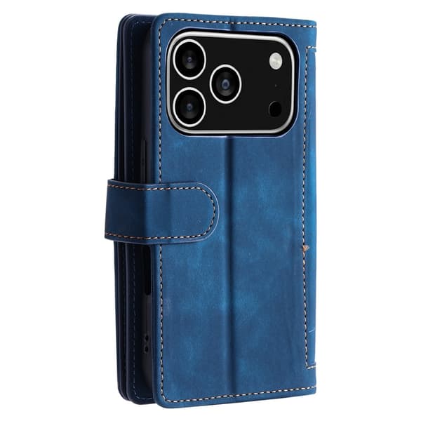iPhone 17 Pro Kuori Vetoketjutaskulla ja 9 Korttipaikalla Blue