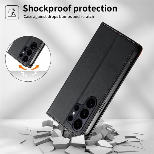 DIERFENG Til Samsung Galaxy S26 Ultra Lommebokdeksel RFID Beskyttelse Stativ - Svart Black