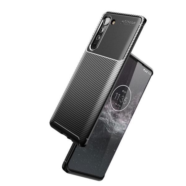 Carbon Fiber Anti-drop Soft TPU Case for Motorola Edge - Black Black