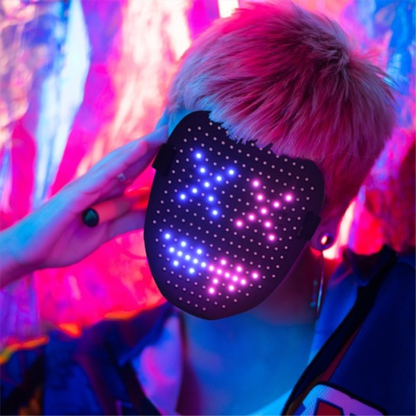 RGB-LED-naamio Ele Kasvoja vaihtava hehkuva naamio Halloween Party Black