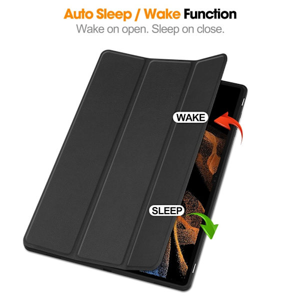 Tri - fold Stand Smart Case for Samsung Galaxy Tab S9 Ultra Black