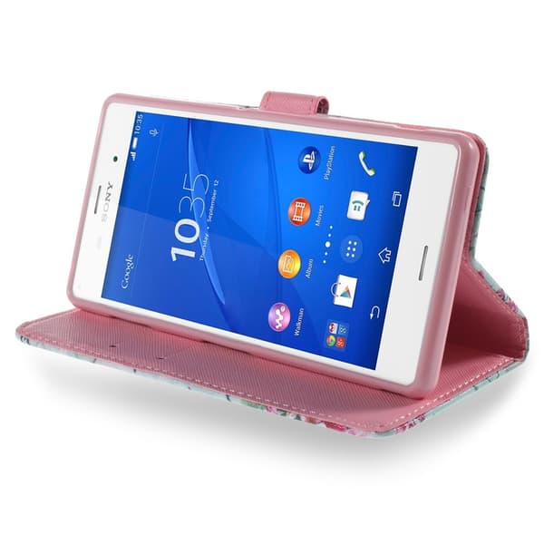 Sony Xperia Z3 Eiffel Tornet & Blommor Lompakkokotelo Multicolor