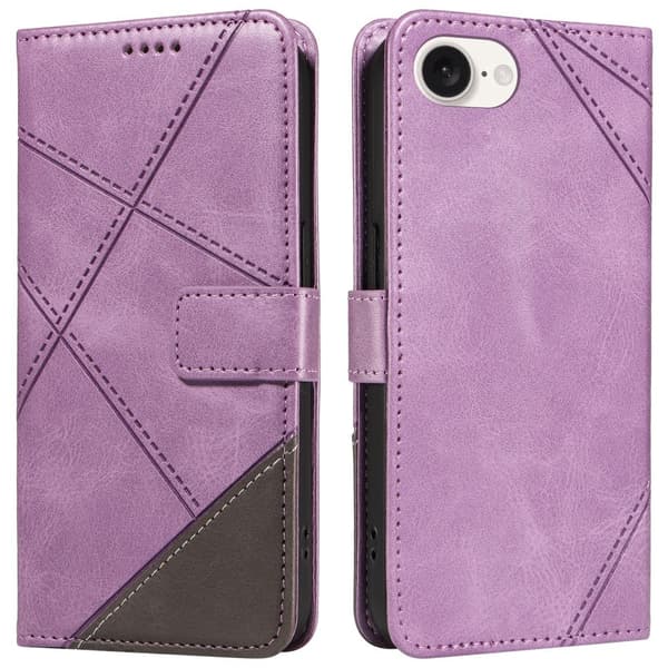 Plånboksfodral till iPhone 17e / 16e - Geometric Line Lila