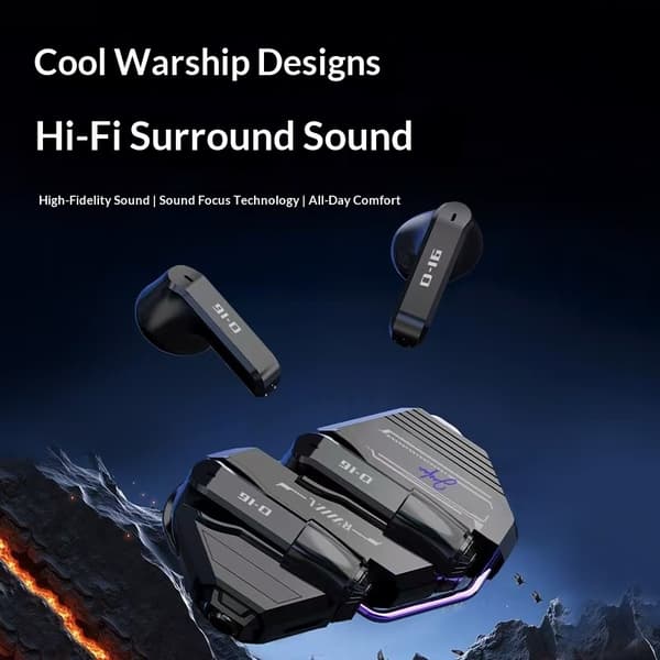 In ear Gaming hörlurar Bluetooth låg latens brusreducering lång batteritid Svart Svart
