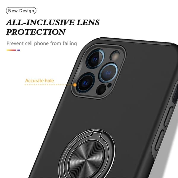 iPhone 14 Pro Hybrid Deksel Med Fingerring - Svart Black