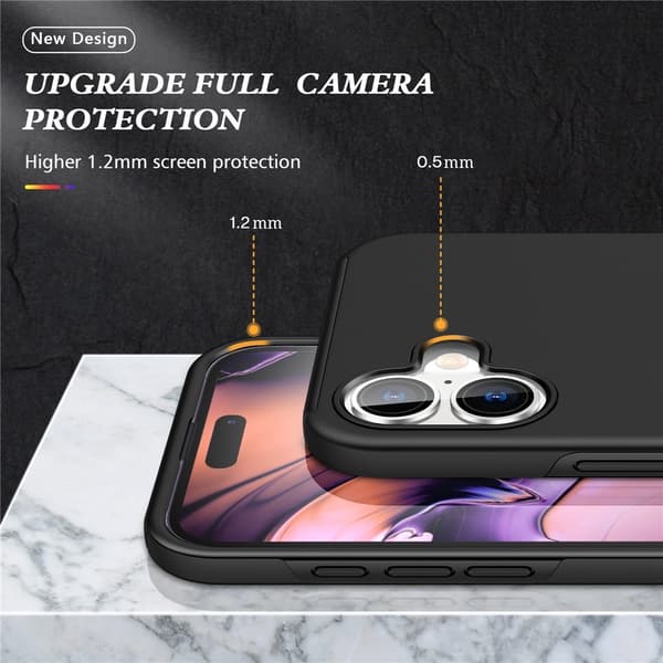 Til iPhone 17 Finger Ring Kickstand Hybrid Taske Black
