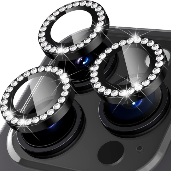 Til iPhone 15 Pro / 15 Pro Max Lens Glitter Black