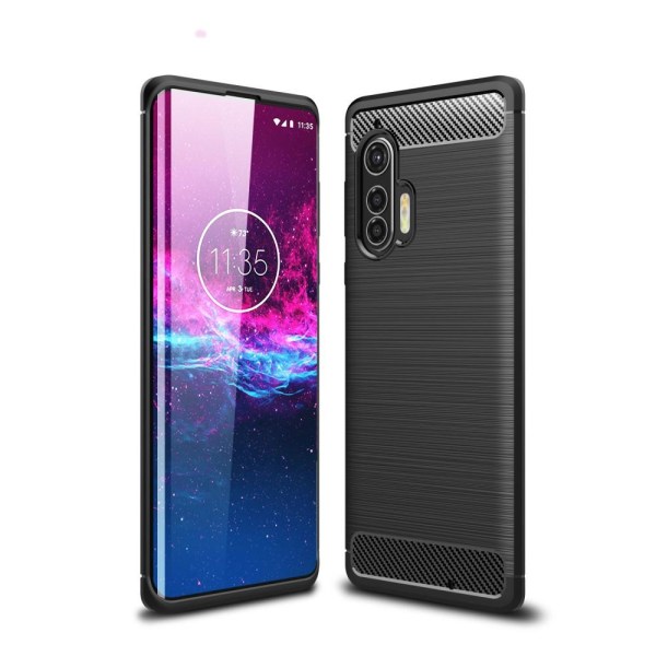 Carbon Fiber Anti-drop Soft TPU Case for Motorola Edge+ - Black Black