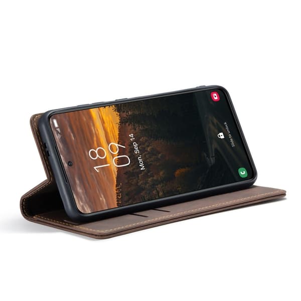 CASEME Retro Lompakkokotelo Samsung Galaxy S25+ (S25 Plus) Brown