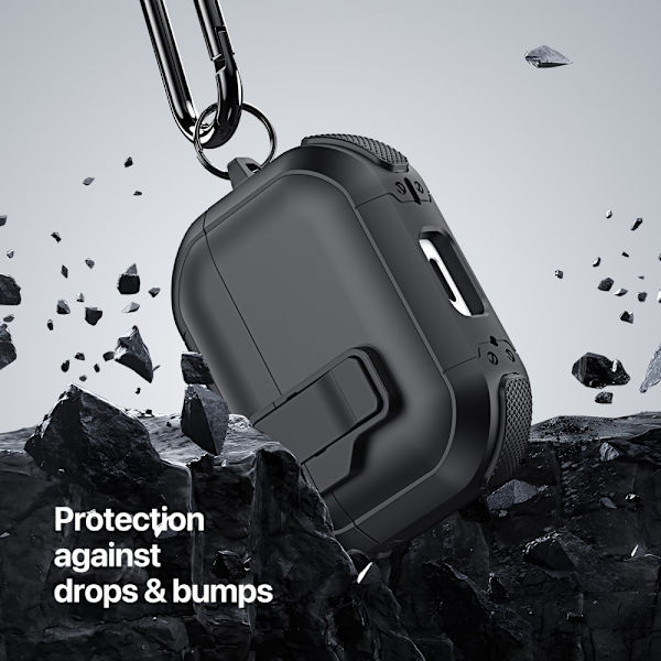 AirPods 4 -kotelolle DUX DUCIS PC+TPU Bluetooth-kotelo / kuori koukulla Black