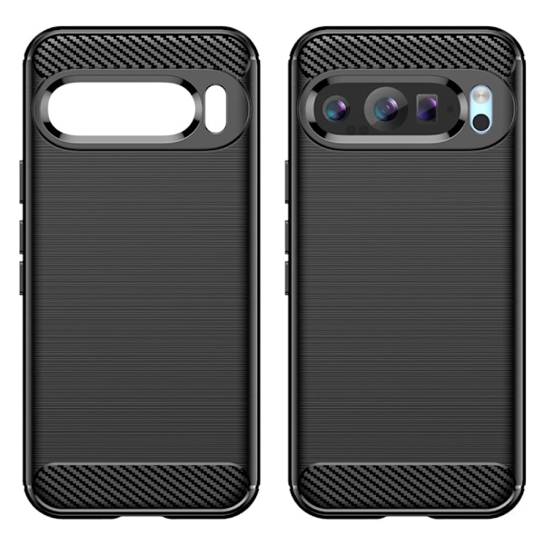 Google Pixel 9 / Pixel 9 Pro Kotelo Harjattu TPU Puhelinkotelo Hiilikuitutekstuuri - Musta Black