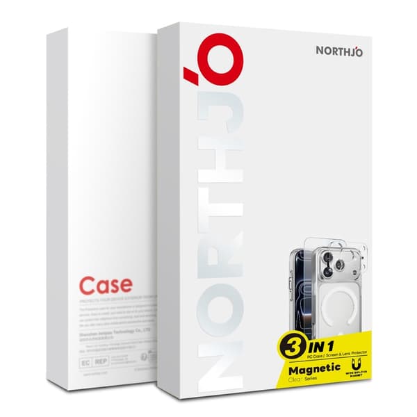 NORTHJO Telefoncover med skærm og kameralinsebeskyttelse til iPhone 18 Pro Transparent