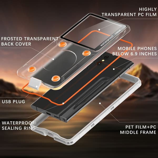 Universal IP68 vanntett etui for mobiltelefon, undervannsbeskyttelse White