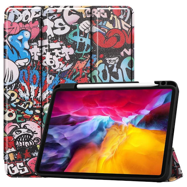 iPad Pro 11 2021 Slim fit tri-fold fodral - Graffiti multifärg