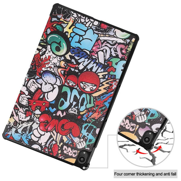 Tri-fold Fodral till Lenovo Tab P11 TB-J606F - Graffiti multifärg