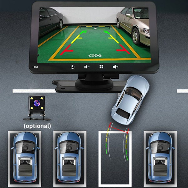 7" Trådlös Carplay Android Auto Bluetooth GPS MP5 Sugkopp Bilstereo Svart