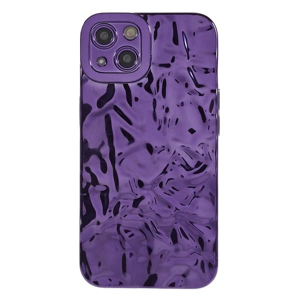 TPU-etui for iPhone 15 Plus med elektroplettering, rynket og ujevn overflate Purple