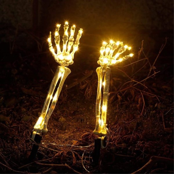 Halloween LED-ljus Glödande Skelett Dekoration Lysande Arm - 2st Vit