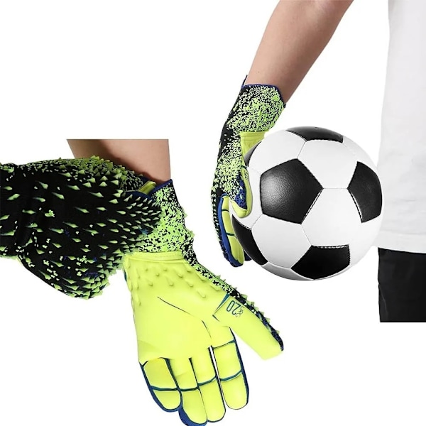 1 par Thicken Latex Palm Målvaktshandskar Halkskydd Fotbollsträning - Storlek 9 Grön