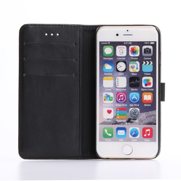 Retro læder tegnebog til iPhone 8/7 Plus Black
