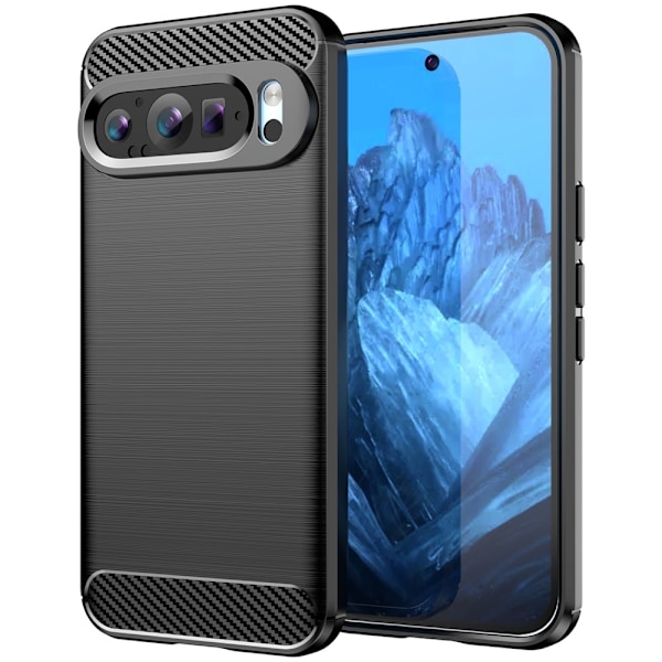 För Google Pixel 9 / Pixel 9 Pro Fodral Borstat TPU Telefonskal- Svart Svart