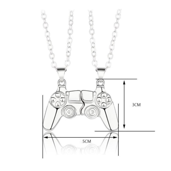 Magnetisk Game Controller Handkontroll Halsband Par Present - Silvrig Silver