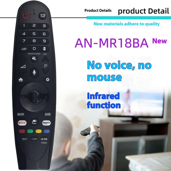 Fjärrkontroll Ersättning AN-MR18BA För LG TV (Ej Röst, Ej Magic Remote) Svart