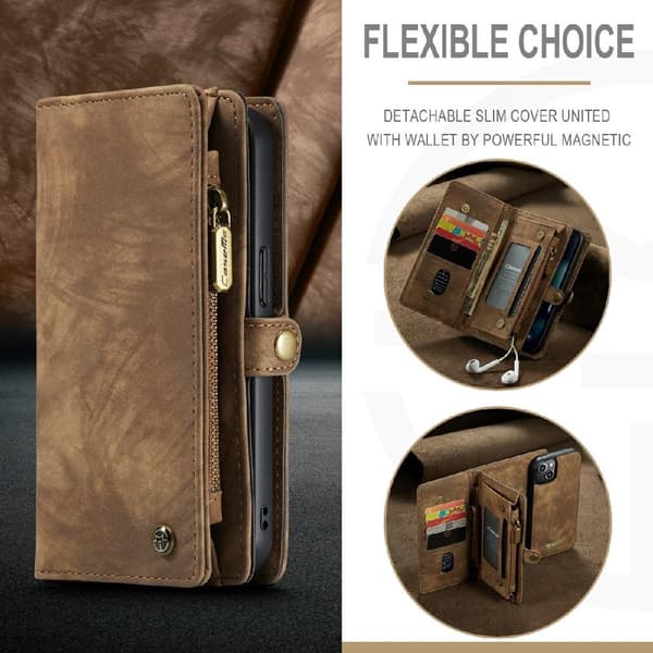CASEME iPhone 13 2 - in - 1 Wallet Phone Shell - Brown Brown