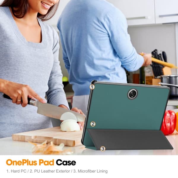 Til OnePlus Pad Tri - fold Stand Wake/Sleep Cover Tabletetui - Grøn Green